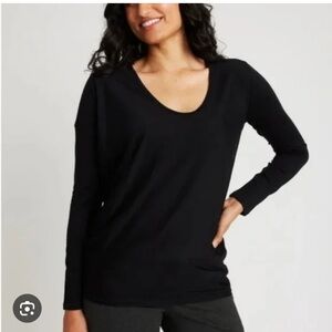 Kit and Ace Long-Sleeve Merino Wave tee, Black, Small